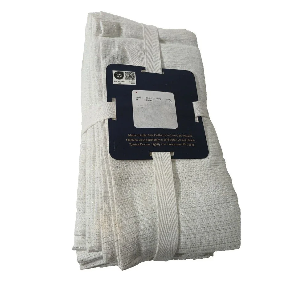 8 Rachel Roy Napkins White Silver 18x18 Cloth Set Of 8 Cloth NWT